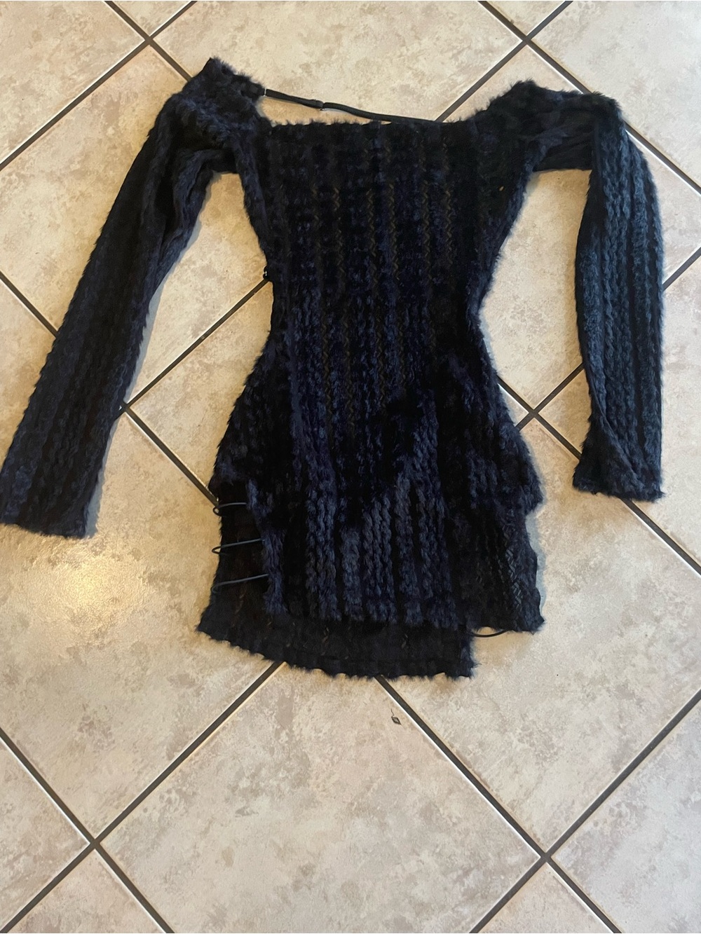 SHEIN Black Fuzzy Off-Shoulder Knit Sweater
